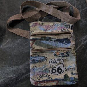 Route 66 Canvas/Fabric Zip Crossbody Bag